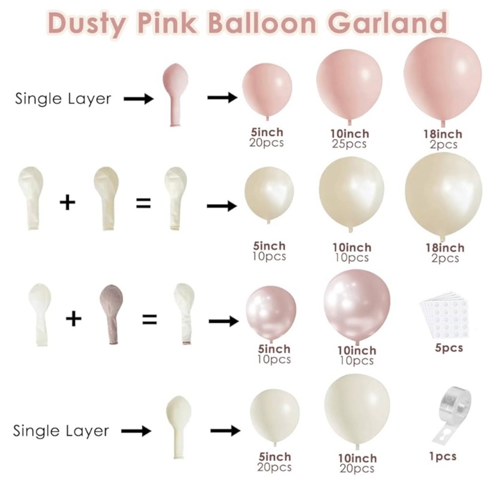 Boho Dusty Pink Balloon Arch Garland Kit 135Pcs Neutral Pink White Sand Ivory - Picture 2 of 3